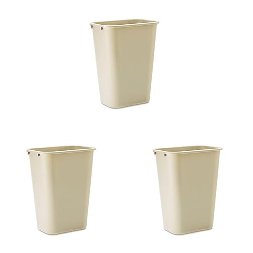 Rubbermaid Commercial Products 41QT/10.25 GAL Wastebasket Trash Container, for Home/Office/Under Desk, Beige (FG295700BEIG) (Pack of 3)