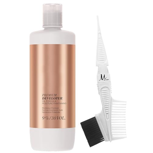 BlondMe Developer 30 Vol 33.8 Oz and M Hair Designs Tint Brush Comb (Bundle), 2.11 Pound (Pack of 1), White
