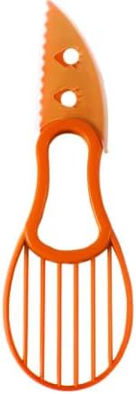 3-in-1 Avocado Slicer Tool, Plastic Corer Peeler Cutter with Serrated Knife, Orange Kitchen Gadget