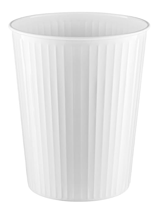 Monarch Abode Metal Bathroom Trash Can – Waste Basket for Bedroom, Office Desk, & Dorm, Handcrafted Ridge Embossed, Durable Decorative White Small Trash Can Bathroom Garbage Bin Wastebasket