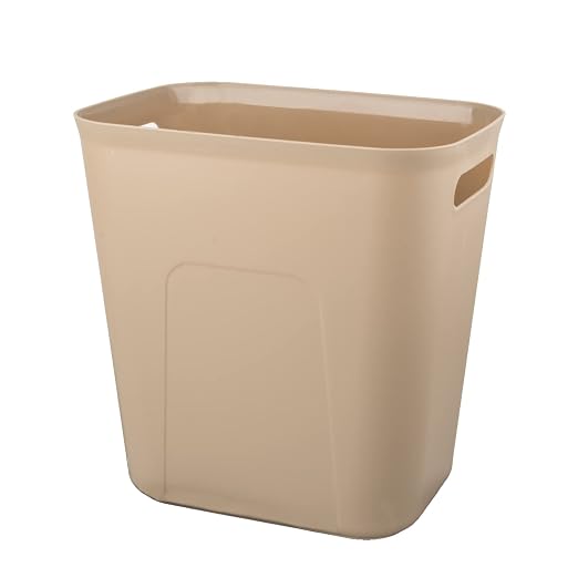 UUJOLY Plastic Small Trash Can Wastebasket, Garbage Container Basket for Bathrooms, Laundry Room, Kitchens, Offices, Kids Rooms, Dorms, 3.5 Gallon, Khaki