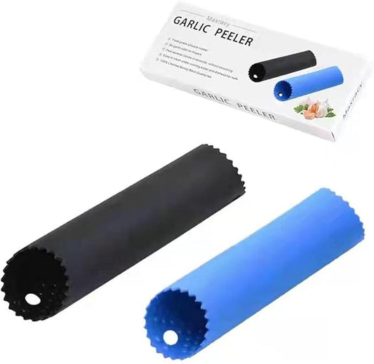 2 Set Silicone Garlic Peeler Easy Roller Tube Useful Garlic Odorfree Kitchen Tool (Black,Blue)