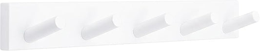 Coat Rack Wall Mount, Wooden Coat Hanger with 5 Hooks, Heavy Duty, White, 1 Pcs