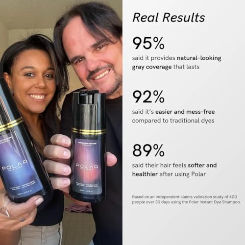 Polar Haircare - Hair Dye Shampoo Dark Brown for Gray Hair Shampoo Dye For Women & Men Natural Dye Kit - Long Lasting Hair Dye Product - Vegan Hair Color 6.76 Fl Oz Shampoo Dye Hair Color Dark Brown