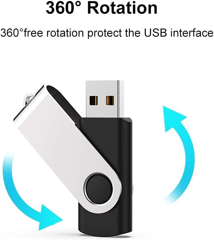 JUANWE 16GB USB Flash Drives 10 Pack, Bulk Thumb Drives USB 2.0 Foldable 360°Swivel USB Storage Flash Drive Memory Sticks, Jump Drive Mutipack Pen Drive Zip Drive Flashdrive for PC/Tablet, Black