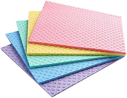 Reusable Cleaning Cellulose Sponge Cloths Absorbent Wipes Clean Kitchen Car Dish Eco-Friendly Dishcloth Hand Towel Auto - 1pack (5pcs) - Non Vacuum