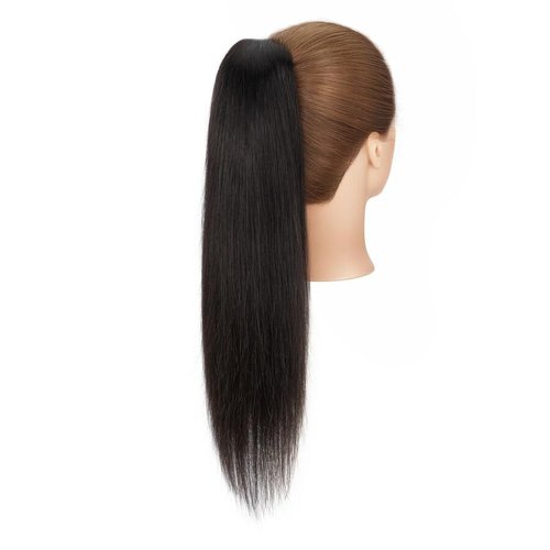 TESS Human Hair Claw Clip Ponytail Extension Real Remy Hair long ponytail extension for Women Straight, 16 Inch, Natural Black