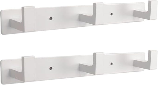 Coat Rack, Heavy Duty Stainless Steel 3 Tri Coat Hook Hanger, Wall Mounted Wall Hooks, Rustic Clothes Hook/Key Hook Rail for Bathroom Kitchen Entryway(2 Pack, 3 Hook White)