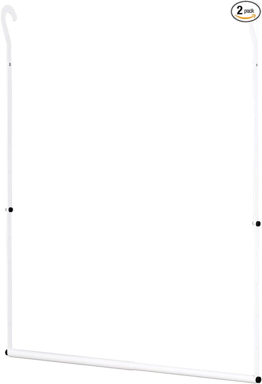 Closet Rod Extenders - White Adjustable Closet Hanging Bar, Width & Height Expandable Clothes Rod, Space-Saving Closet Organizer for Hanging Clothes, Easy Installation, 2 Packs