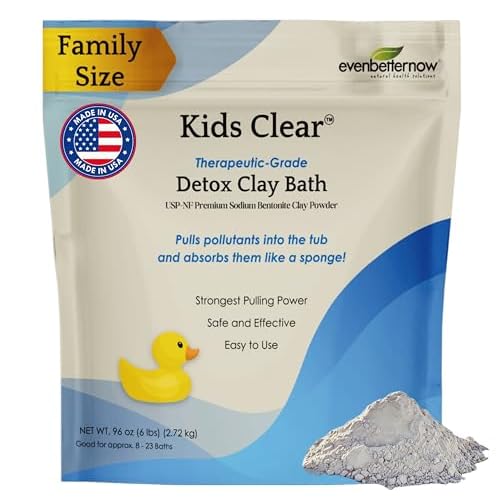 Kids Clear Detox Clay Bath, 100% Pure Sodium Bentonite - Cleansing and Purifying, by -Evenbetternow LLC ? 6 lb (96 oz) Family Value Size