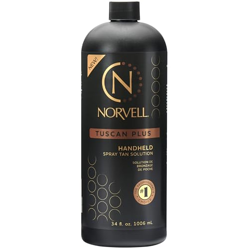 Norvell Tuscan Plus Sunless Spray Tan Solution 34 fl oz, Caramel Brown & Rose Tan ? Professional Tanning Solution for Spray Tan Machines ? Achieve Instant, Long-Lasting Natural Color