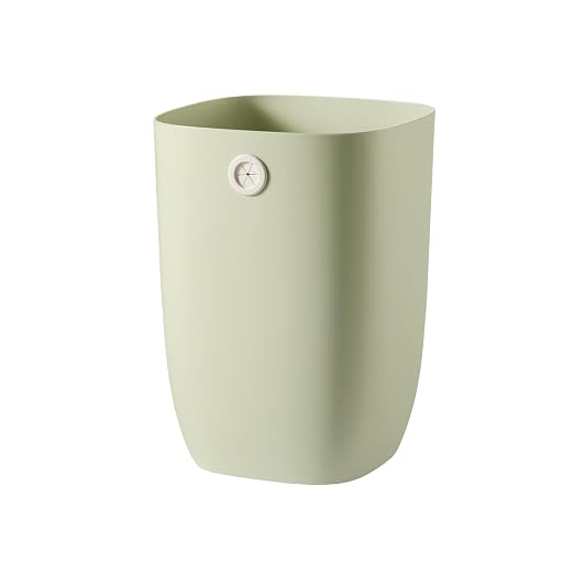 Bathroom Trash Can, Plastic Rectangular Garbage Can with Trash Liner Holder for Bedroom, Living Room, Small Indoor Waste Basket, 7L, Green