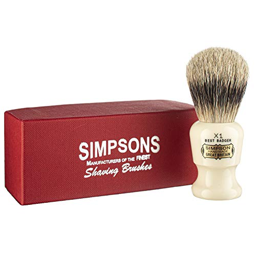 Commodore Best Badger Brush- Simpson Shaving Brushes - Faux Ivory Handle (X1 Best)