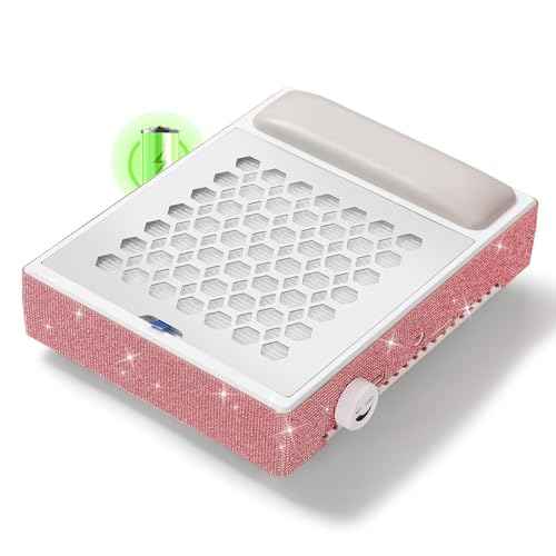 CHRISTINE SHELLY Cordless Nail Dust Collector,Brushless Turbo Fan Dust Collector Nail Tech 30pcs Cotton Filter,Rechargeable Dust Suction Machine for Acrylic Gel Polish Manicure at Salon&Home