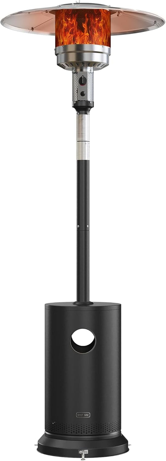 EAST OAK 50,000 BTU Patio Heater for Outdoor Use with Round Table Design, Double-Layer Stainless Steel Burner, Wheels, Triple Protection System, Outdoor Heater for Home and Residential, Black