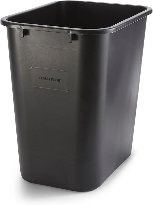 COASTWIDE Professional Indoor Trash Can Without Lid, Black Soft Molded Plastic, 7 Gallon (CW56429)