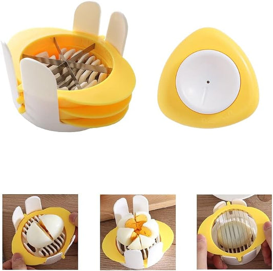 Jawbush 3-in-1 Egg Slicer with Stainless Steel Blades & Egg Piercer Set, Multi-functional Cutter for Halving, Wedging (6-Piece) & Slicing (9-Piece), Heavy Duty Tool for Hard Boiled Eggs & Fruits