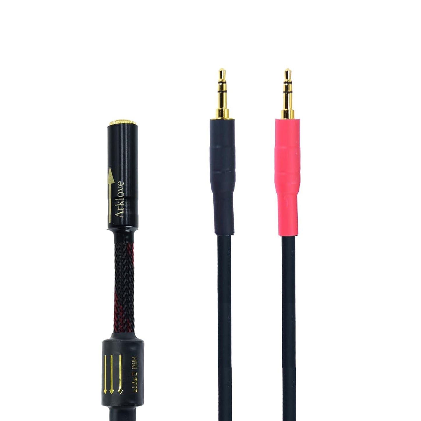 Arklove 10ft Shielded 1/8" aux Input 3.5mm Female to 2X 3.5 Output Splitter Stereo Audio Video Cable Out 3.5 Male to Two 3.5 Male in Dual Speaker Cord 24k Gold Plated Cord