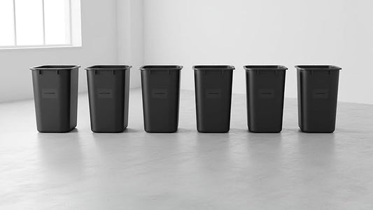 COASTWIDE Professional™ Indoor Trash Can Without Lid, Black Soft Molded Plastic, 3.5 Gallon, 6/Pack