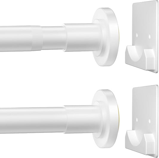 CorkLatta White Shower Curtain Rod,1 Inch Diameter Stainless Steel Adjustable Spring Tension Rods 32 to 92",with Holders,Anti-Slip,Curtain Rods No Drilling(1 Pack)