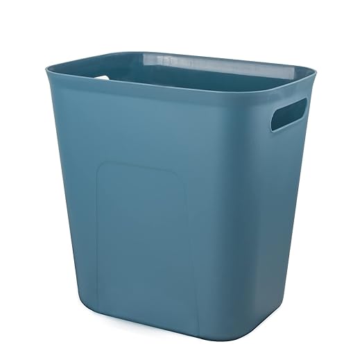 UUJOLY Plastic Small Trash Can Wastebasket, Garbage Container Basket for Bathrooms, Laundry Room, Kitchens, Offices, Kids Rooms, Dorms, 3.5 Gallon, Blue Green