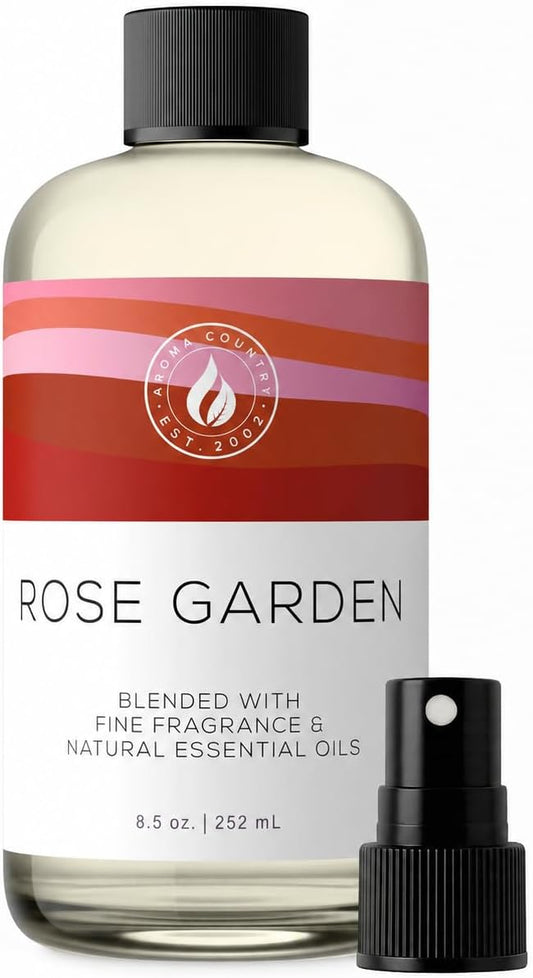 Aroma Country Rose Garden Diffuser Oil - Luxury Essential Oils for Diffuser Refill & Air Freshener Room Spray - Long-Lasting & Natural Home Fragrance, Scented Oil for Diffusers (8.5 Fl. oz)