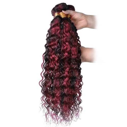 Habiliana Bundles Human Hair 22 24 26 Inch Jerry Curly Wave Burgundy P1B/99J Human Hair Bundles 11A Unprocessed Brazilian Virgin Quick Weave Hair Extensions for Black Women