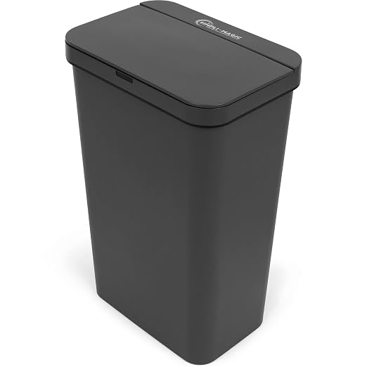 SIMPLI-Magic 13.2 Gallon / 50 Liter Rectangle Kitchen Sensor Trash Can, Touchless Automatic Kitchen Garbage Bin with Soft-Close Lid, Gray