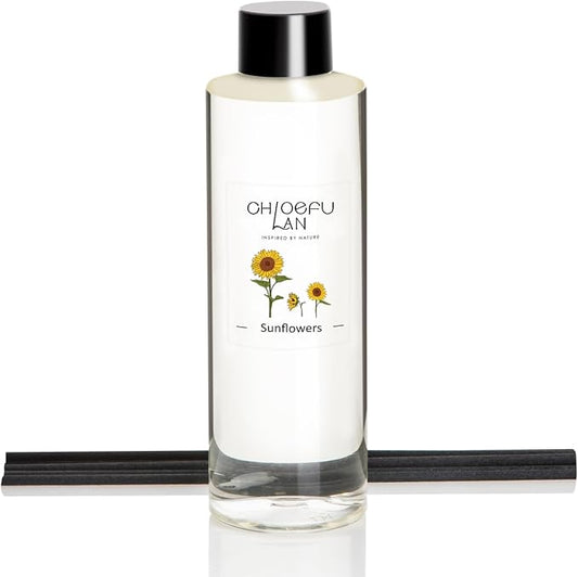 Sunflowers Scented Oil Diffuser Refill 200ml/6.76 fl oz Air Freshener with Natural Essential Oils，Floral Fruity Scent, Daisy-Inspired Long-Lasting Diffuser Oil, Home & Bathroom Decor