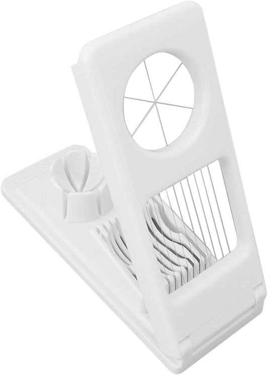 Egg Slicer Cutter, 2 in 1 Small Fruit Banana Slicer Strawberry Egg Cutter Home Kitchen Bar Tool Upgraded Egg Slicer Heavy Duty Aluminium Slicer Egg Slicer for Hard Boiled