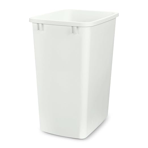 Rev-A-Shelf 35 Quart Polymer Replacement Trash Bin, Recycle Waste Garbage Container for Kitchen Cabinet Pullouts, White, RV-35-52 - Large Plastic Bin for Home and Office