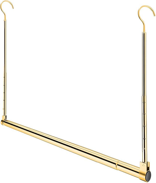 Adjustable Hanging Closet Rod, Extender Hanging Rod, Closet Hanging Organizer, Heavy Duty Closet Bar, Hanging Rod (Gold, 1 Pack)