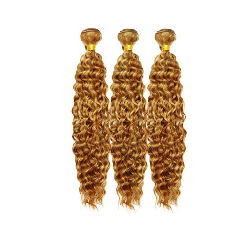 30 Inch P27/30 Human Hair Color #30 Deep Wave Bundles Peruvian Virgin Hair - Two Tone Honey Blonde Mixed With Brown - Double Weft Hair Weave