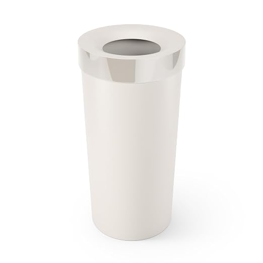 Umbra Vento Kitchen Trash Can – Large 16 Gal (62 L) Open Top Garbage Can for Home & Office – Modern Clean Design, Sand