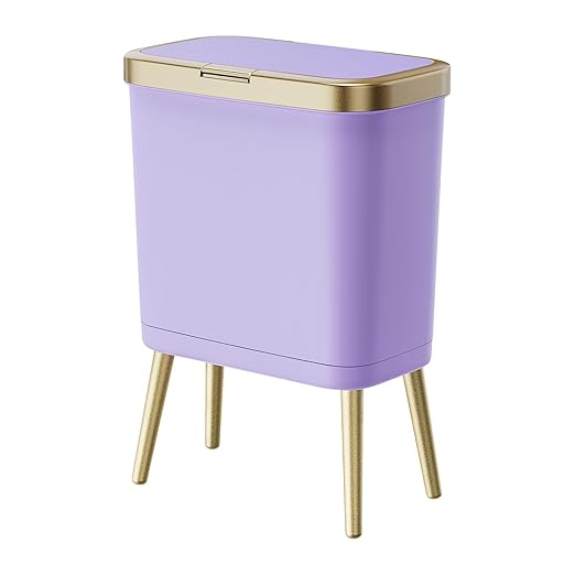 Procade 4 Gallon Bathroom Trash Can with Lid, Small Purple Garbage can with Pop-Up Lid and Legs, Tall Plastic Dog Proof Trash Bin,Narrow Waste Basket for Bedroom,Toilet, Office, rv, Living Room