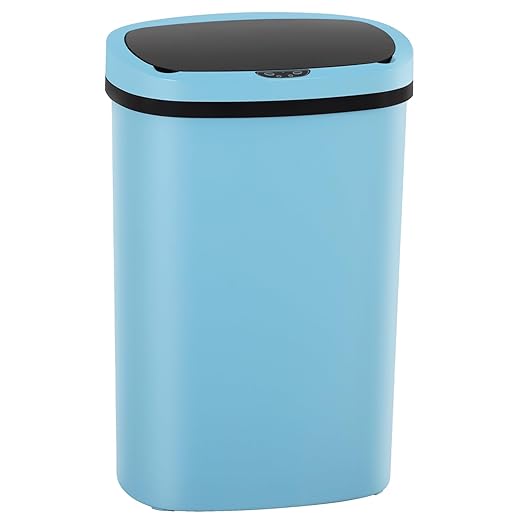 PayLessHere | 13 Gallon Plastic Trash Can | Blue | Automatic Touchless Lid with Motion Sensor | Kitchen Garbage Can with Waterproof Design | for Home, Office, Bathroom | Pack of 1
