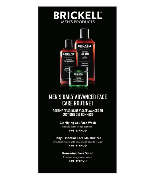 Brickell Men's Products Daily Advanced Face Care Routine I, Gel Facial Cleanser Wash, Face Scrub, Facial Moisturizer Lotion, Natural and Organic Men's Skin Care Gift Set, Scented