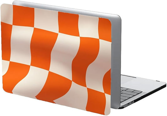 Compatible with MacBook Air 13.3 13.6 Inch Case 2022 2021 2020 2019 Plastic Hard Shell Case Cover,13.6 Air (A2681) M2 2022, Orange and White Checkered Flag