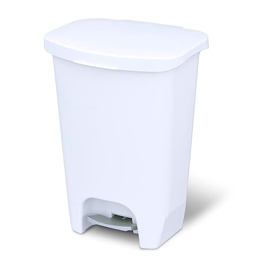 Glad 13 Gallon Trash Can with Clorox Odor Protection | Plastic Kitchen Waste Bin | Hands Free with Step On Foot Pedal and Garbage Bag Rings, White