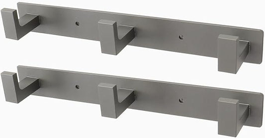 Coat Rack, Heavy Duty Stainless Steel 3 Tri Coat Hook Hanger, Wall Mounted Wall Hooks, Rustic Clothes Hook/Key Hook Rail for Bathroom Kitchen Entryway(2 Pack, 3 Hook Grey)