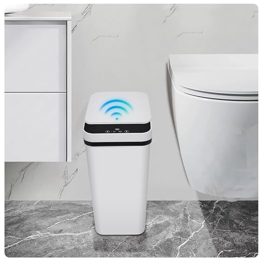 Bathroom Trash can,Smart Touchless Trash Can,Automatic Motion Sensor Trash Bin With Lid,2.4 Gallon Garbage Can, Kitchen, Bathroom, Office, Bedroom Trash can (White)
