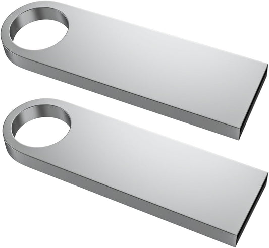 ABLAZE 8GB Flash Drive 2 Pack, Metal USB 2.0 Thumb Drives with Keychains USB Stick Pendrive (Sliver)