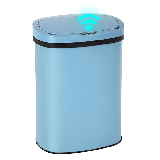 PayLessHere | 13 Gallon Stainless Steel Trash Can | Blue | Automatic Touchless Lid with Motion Sensor | Kitchen Garbage Can with Waterproof Design | for Home, Office, Bathroom | Pack of 1