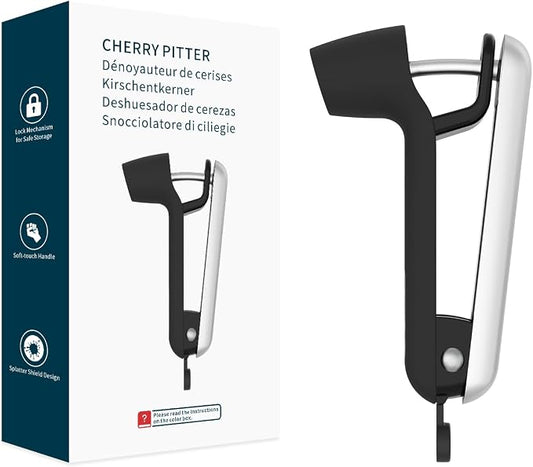 KITCHENDAO Cherry Pitter Tool, Larger Cross-Pitting Head, Sturdy Zinc Alloy Handle, Cherry Core Remover with Safety Lock, Dishwasher Safe