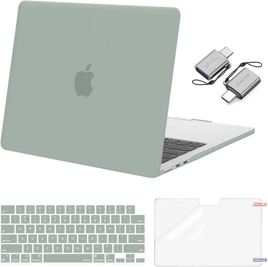 MOSISO Compatible with MacBook Air 13 inch Case 2025 2024 2023 2022 M4 A3240 M3 A3113 M2 A2681, Plastic Hard Shell&Keyboard Cover&Screen Film&Type C for MacBook Air 13.6 inch Case, Antique Green
