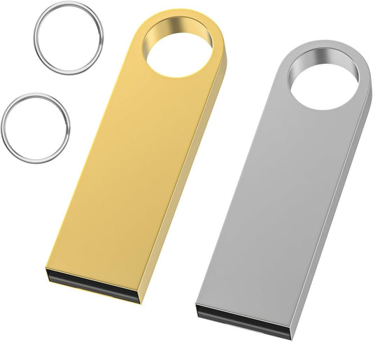 4GB USB Flash Drive 2 Pack with Keychains, Wooolken Sleek Metal USB 2.0 Thumb Drives Memory Stick for PC Laptop Computer