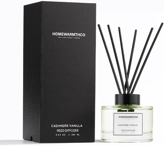 Cashmere Vanilla Reed Diffuser Set-Premium Fragrance Reed Diffusers for Home. Office, Bathroom, Kitchen, Shelf and Home Décor - Long-Lasting Scent with Non-Toxic essential Oils Diffuser 5.63 oz, 160ml