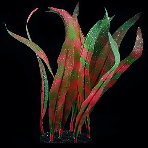 1Pc Aquarium Decoration Plants Simulation Artificial Water Grass Fish Tank Decor Plant Soft Silicone Glowing Kelp Ornament Aquarium Accessories,Red,7.08in