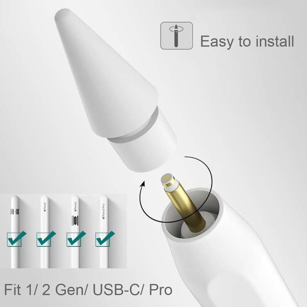 Replacement Tips for Apple Pencil 2nd Generation/ 1st Generation Tips, iPencil Nibs Accessories for iPad Pro Pencil 2/1 Gen(4 Pack)