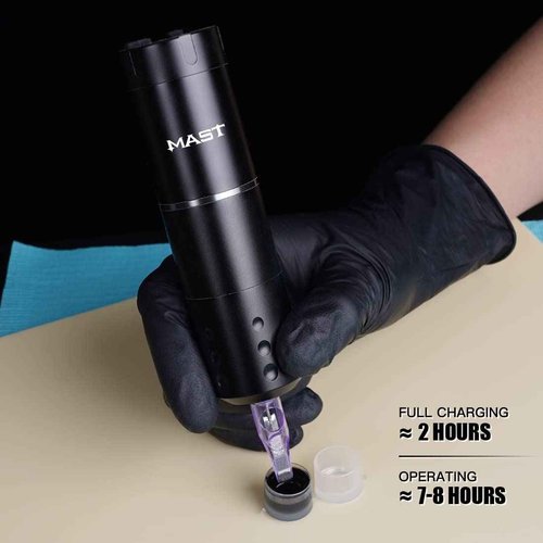 Mast Tattoo Gun Kit, Wireless Complete Tattoo Kit Cord/Cordless Tattoo Machine 20Pcs Cartridge Needles Tattoo Ink for Beginner